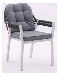 Amicasa Poltrona da Esterno Impilabile in Alluminio con Cuscino Lavabile colore Bianco - Jolly
