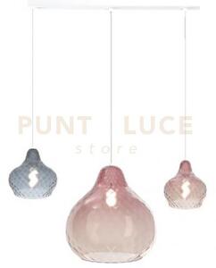 Sospensione bianco 3 luci rettangolare vetri (1 x piccolo ru + 1 x