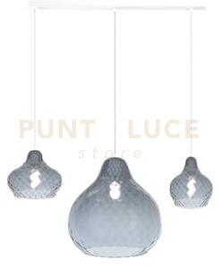 Sospensione bianco 3 luci rettangolare vetri (2 x piccolo + 1 x gr