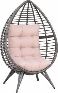 VivaGarden Poltrona da Esterno in Rattan PE Dimensioni 101x89x156 cm colore Grigio/Beige