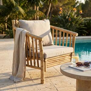 VivaGarden Poltrona da Esterno in Bamboo Dimensioni 70x70x80 cm colore Naturale con Cuscino - Borough