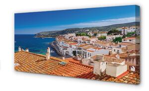 Quadro su tela Montagne del mare della città della Spagna 100x50 cm