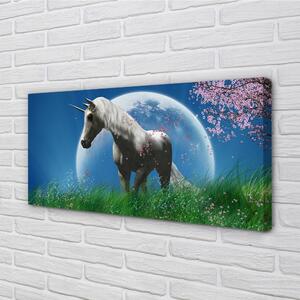 Stampa quadro su tela Campo di luna unicorno 100x50 cm