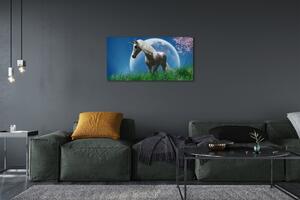 Stampa quadro su tela Campo di luna unicorno 100x50 cm