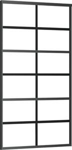 Porta Scorrevole in Vetro ESG e Alluminio 102x205 cm Nera