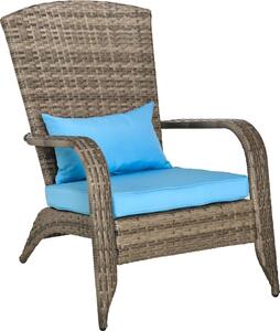 VivaGarden Poltrona da Esterno in Rattan PE Dimensioni 65x86x90 cm colore Blu/Marrone - Adironrack