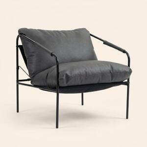 DecHome Poltrona Moderna in Ecopelle Dimensioni 74,5x75x77 colore Grigio Carbone