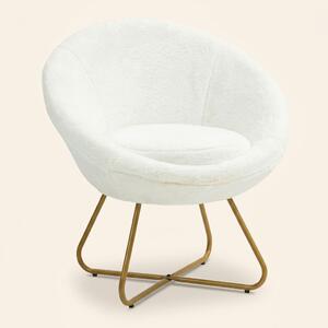 DecHome Poltrona Moderna in Finta Pelliccia Dimensioni 75x66x79 colore Bianco