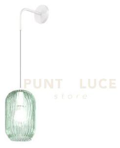 Applique regolabile bianco 1 luce vetro verde 1181bi-a-ve