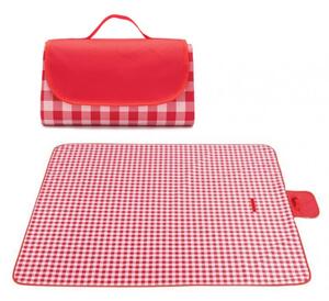 Coperta da picnic con motivo a scacchi rossi e bianchi 200 x 145 cm