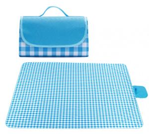 Coperta da picnic con motivo a scacchi blu-bianco 200 x 145 cm