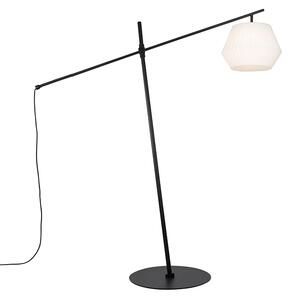 Lampada da terra per esterni di design nera IP44 con paralume bianco - Robbert