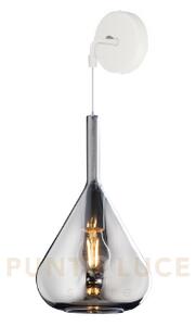 Applique bianco 1 luce vetro fume 1177bi-a-fu
