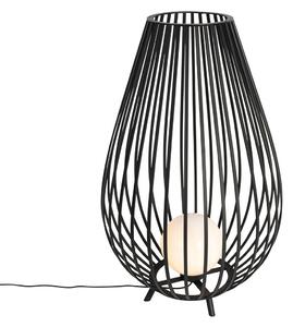 Lampada da terra di design nera con opale 110 cm - Angela