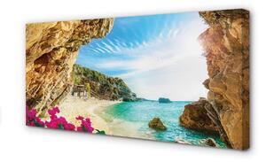 Quadro stampa su tela Fiori delle scogliere della Grecia Coast 100x50 cm
