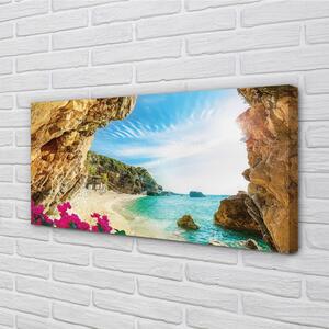 Quadro stampa su tela Fiori delle scogliere della Grecia Coast 100x50 cm