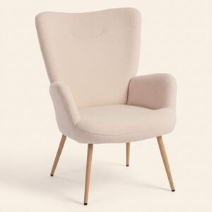 DecHome Poltrona Moderna in Tessuto effetto Teddy Dimensioni 71x74x97,5 colore Beige