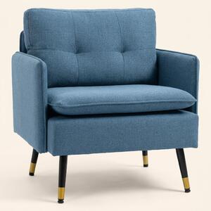DecHome Poltrona Moderna in Tessuto effetto Lino Dimensioni 76x68x80 colore Blu