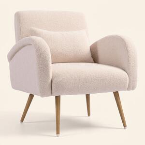 DecHome Poltrona Moderna in Tessuto effetto Teddy Dimensioni 77x77x83 colore Beige - Teddy