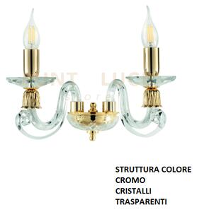 Applique 1306 2 luci trasparente e cromo attacco e14 l.36cm