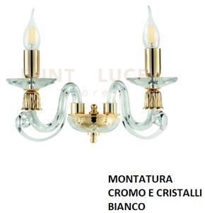 Applique 1306 2 luci bianco e cromo attacco e14 l.36cm