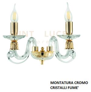 Applique 1306 2 luci fume' e cromo attacco e14 l.36cm