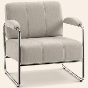 DecHome Poltrona Stile Contemporaneo in Ciniglia Morbida Dimensioni 76x75x76 cm colore Beige