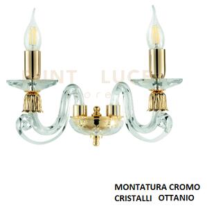 Applique 1306 2 luci ottanio e cromo attacco e14 l.36cm