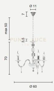 Lampadario livia 3 luci ottanio- trasparente e cromo attacco e14 d