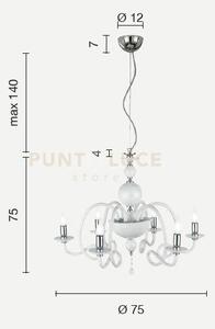 Lampadario vivaldi 6 luci trasparente cromo attacco e14 d.75cm