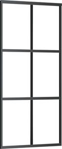 Porta Scorrevole in Vetro ESG e Alluminio 90x205 cm Nera