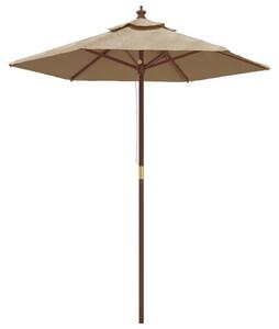 Ombrellone da Giardino con Palo in Legno Tortora 196x231 cm