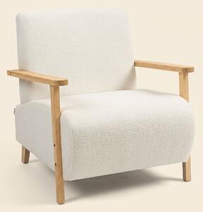 DecHome Poltrona Stile Scandinavo in Tessuto effetto Teddy Dimensioni 74,5x76x78 colore Crema