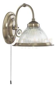 Applique american diner - ottone anticato e vetro rigato