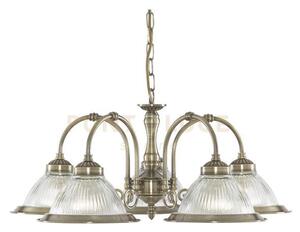 American diner 5lt pendant - ottone anticato e vetro rigato