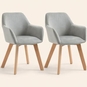 DecHome Poltrona Stile Scandinavo in Velluto Dimensioni 54x57x80 Set 2 Poltrone colore Grigio