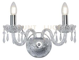 Applique hale 2lt - metallo cromato e cristallo trasparente