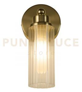 Applique imperial 1lt, metallo ottone satinato e vetro trasparente 