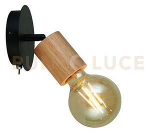 Applique spinny spotlight - legno e metallo nero opaco