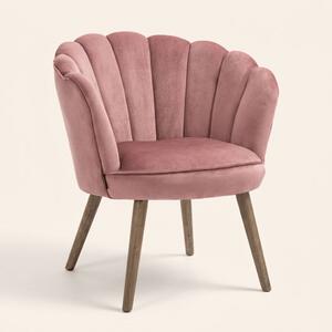DecHome Poltrona Stile Scandinavo in Velluto Dimensioni 66x72x79 colore Rosa