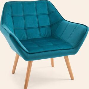DecHome Poltrona Stile Scandinavo in Velluto Dimensioni 79x69,5x72,5 colore Petrolio