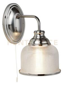 Applique bistro ii - argento satinato e vetro stile holophane