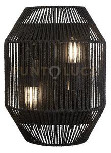 Applique da parete in vimini 2lt - metallo nero opaco e paralume in