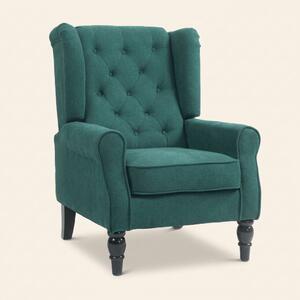 DecHome Poltrona Vintage in Tessuto Dimensioni 74x86x102 colore Verde Scuro