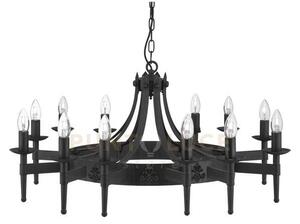 Cartwheel ii 12lt pendant - ferro battuto nero