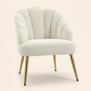 DecHome Poltrona Vintage in Velluto Dimensioni 63x65x84 colore Crema