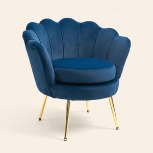 DecHome Poltrona Vintage in Velluto Dimensioni 76x67x74 colore Blu