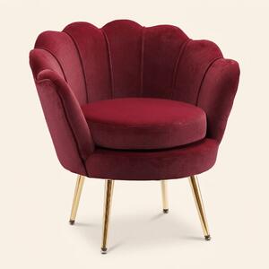 DecHome Poltrona Vintage in Velluto Dimensioni 76x67x74 colore Rosso Scuro