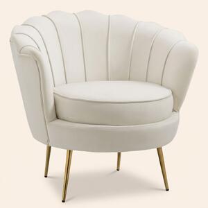 DecHome Poltrona Vintage in Velluto Dimensioni 79x77x77 colore Crema