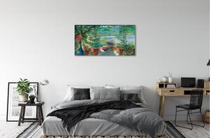 Quadro su tela Incontro d'arte vicino al lago 100x50 cm
